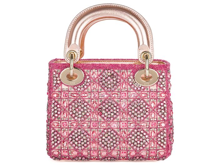 Christian Dior Pink Mini Lady Dior Embroidered with Beads Bag - Image 5
