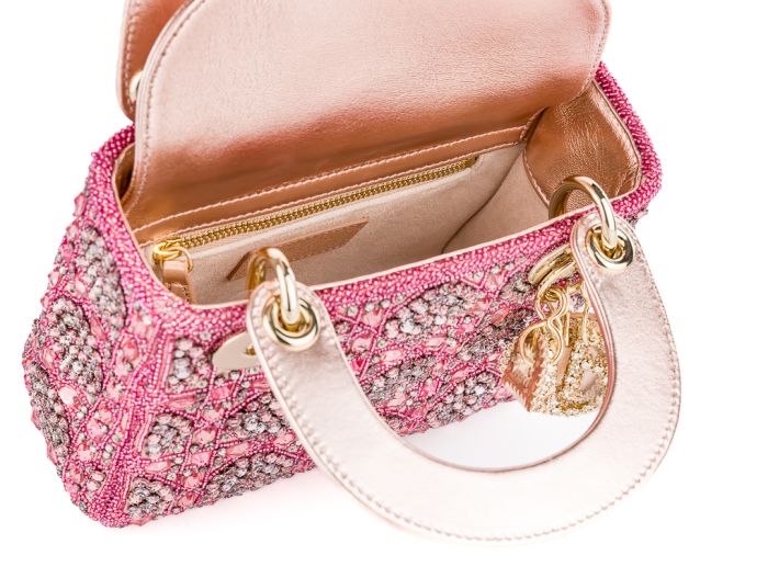 Christian Dior Pink Mini Lady Dior Embroidered with Beads Bag - Image 4