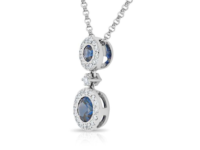 Diamond & Sapphire Earrings & Necklace Set - Image 5