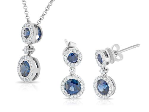 Diamond & Sapphire Earrings & Necklace Set