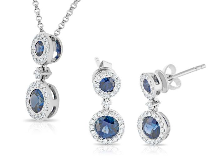 Diamond & Sapphire Earrings & Necklace Set