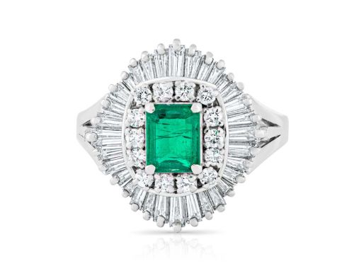 Emerald and Diamond Cluster Ring