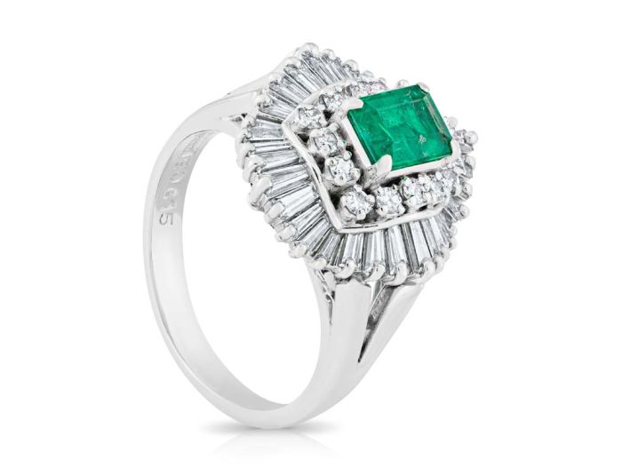Emerald and Diamond Cluster Ring - Image 2
