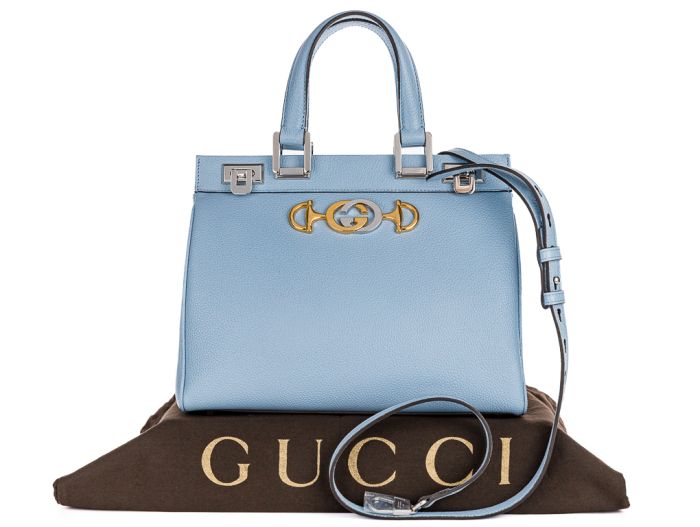 Gucci Blue Leather Zumi Medium Top Handle Bag - Image 6