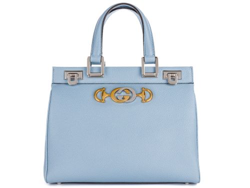 Gucci Blue Leather Zumi Medium Top Handle Bag