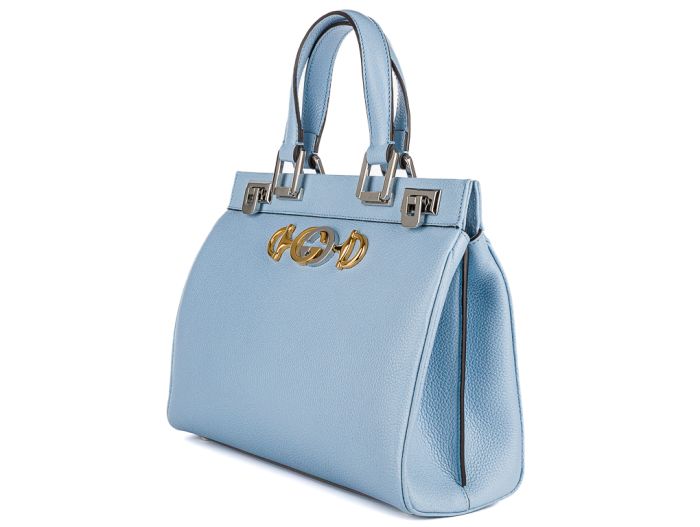 Gucci Blue Leather Zumi Medium Top Handle Bag - Image 2