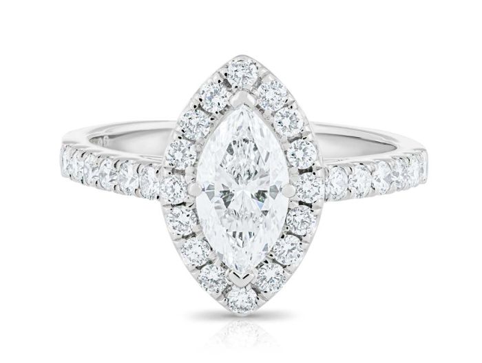 Marquise Cut Diamond Solitaire Halo Ring (1)