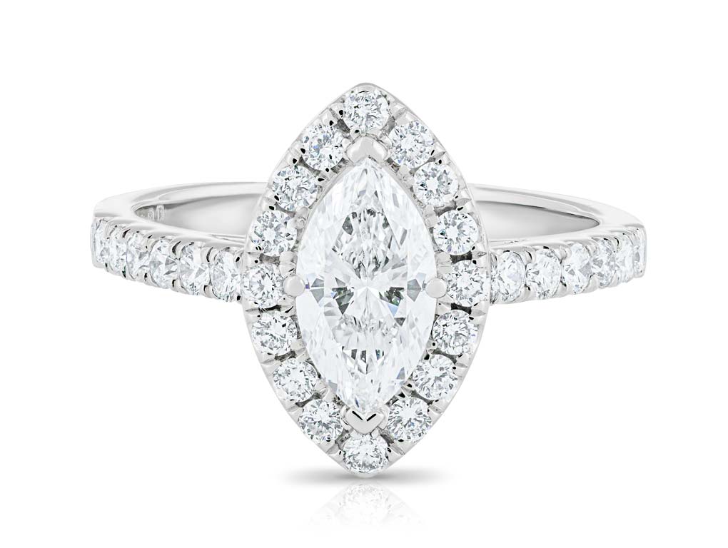 Marquise Cut Diamond Solitaire Halo Ring (1)