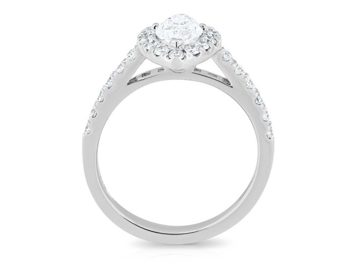 Marquise Cut Diamond Solitaire Halo Ring - Image 3