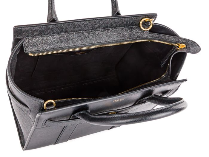 Mulberry Small Zipped Bayswater Black Grain Leather Bag - Image 4
