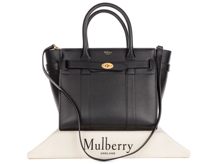 Mulberry Small Zipped Bayswater Black Grain Leather Bag - Image 6