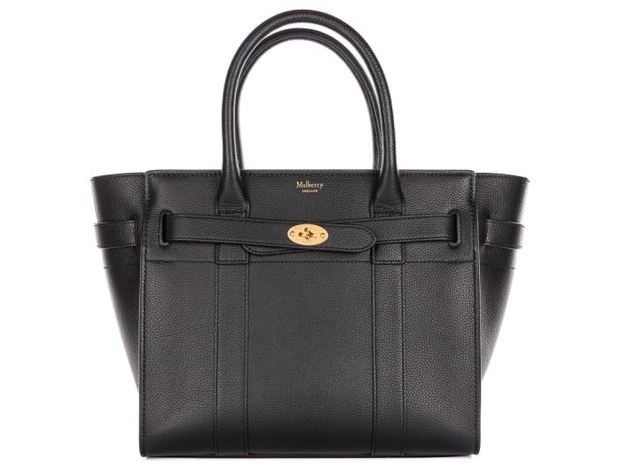 Mulberry Small Zipped Bayswater Black Grain Leather Bag