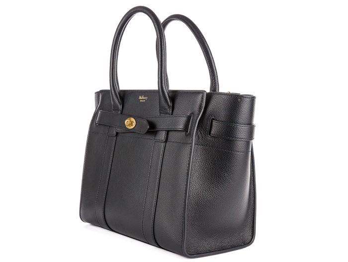 Mulberry Small Zipped Bayswater Black Grain Leather Bag - Image 2