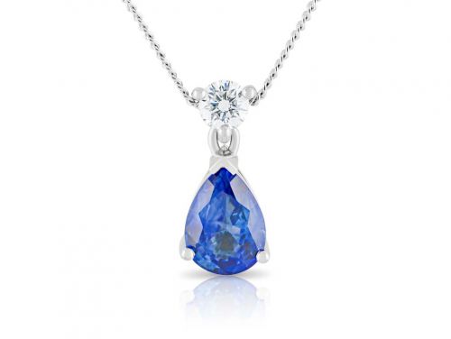 Oval Cut Sapphire & Diamond Necklace
