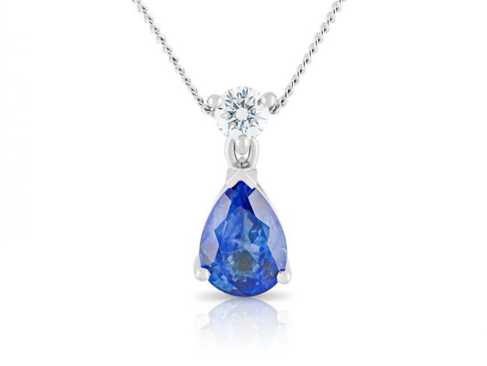 Oval Cut Sapphire & Diamond Necklace
