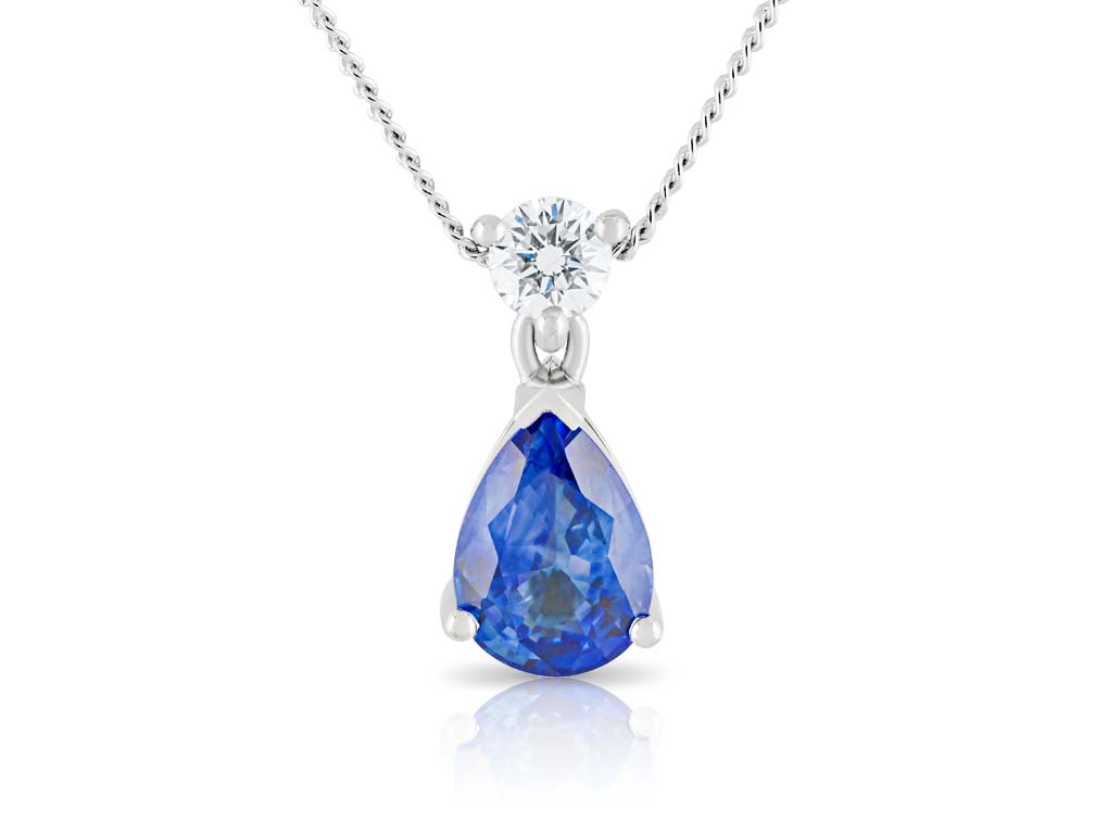 Oval Cut Sapphire & Diamond Necklace
