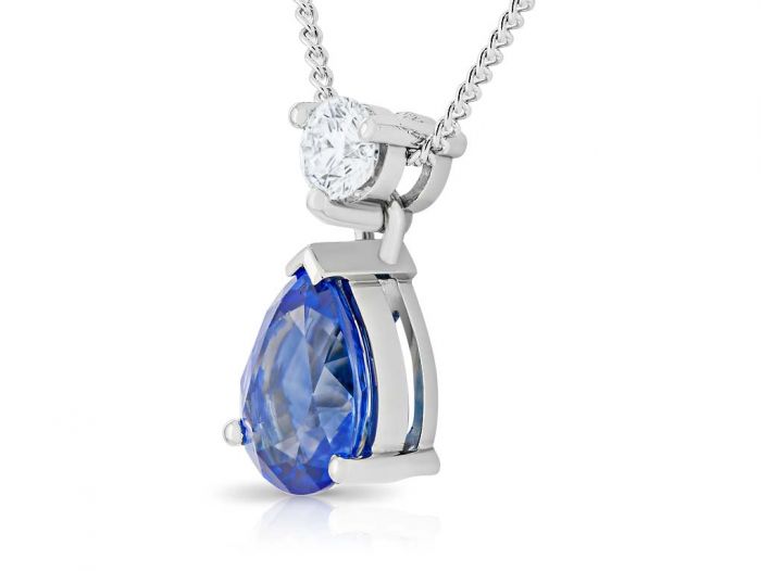 Oval Cut Sapphire & Diamond Necklace - Image 2