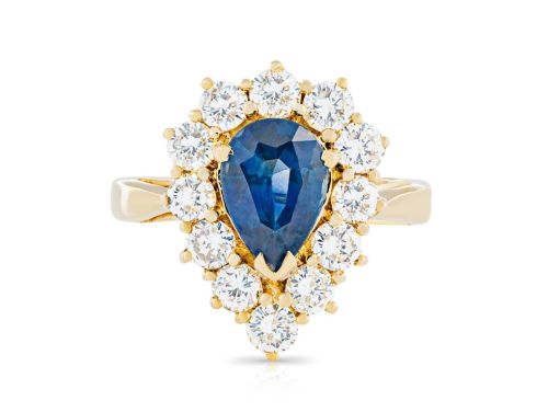 Pear Cut Sapphire and Diamond Ring (1)