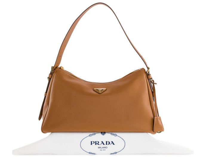 Prada Aimée Caramel Large Leather Shoulder Bag - Image 6