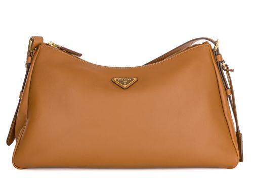 Prada Aimée Caramel Large Leather Shoulder Bag