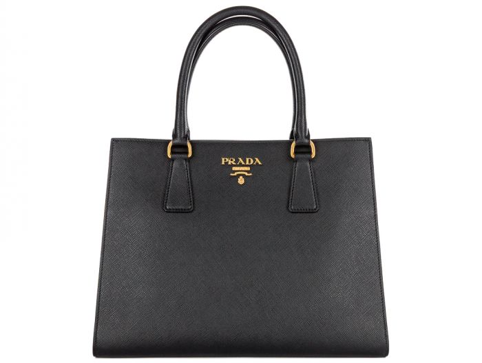 Prada Black Saffiano Lux Tote Medium Shoulder Bag
