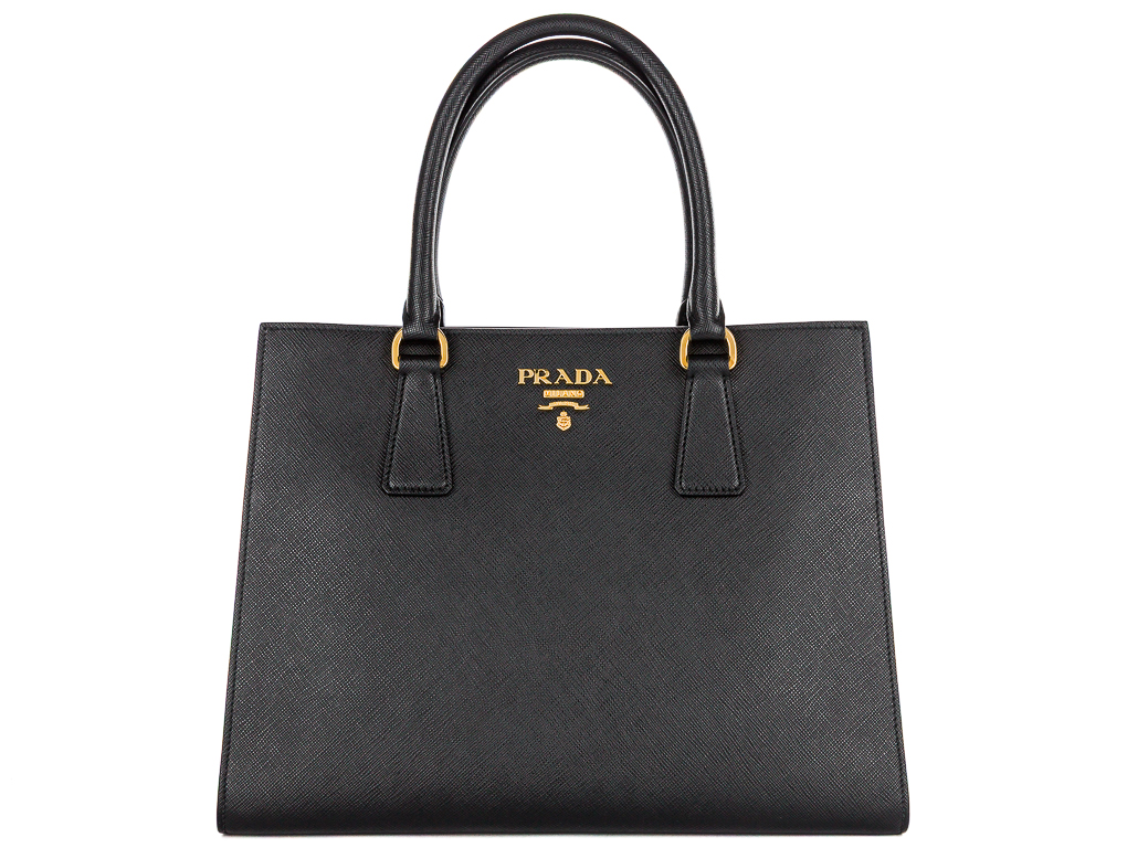 Prada Black Saffiano Lux Tote Medium Shoulder Bag