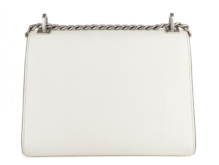 Prada White Saffiano Cuir Monochrome Chain Shoulder Bag - Image 5