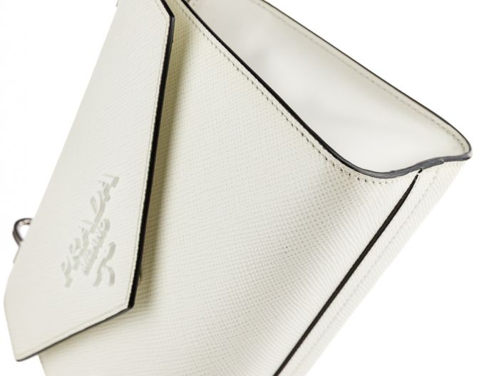 Prada White Saffiano Cuir Monochrome Chain Shoulder Bag - Image 3