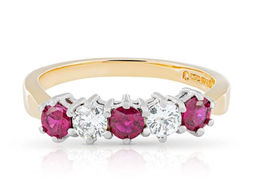 Ruby and Diamond 18ct Yellow Gold Ring (1)