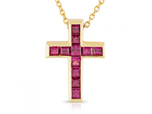 Tiffany & Co Vivid Red Ruby Cross Necklace