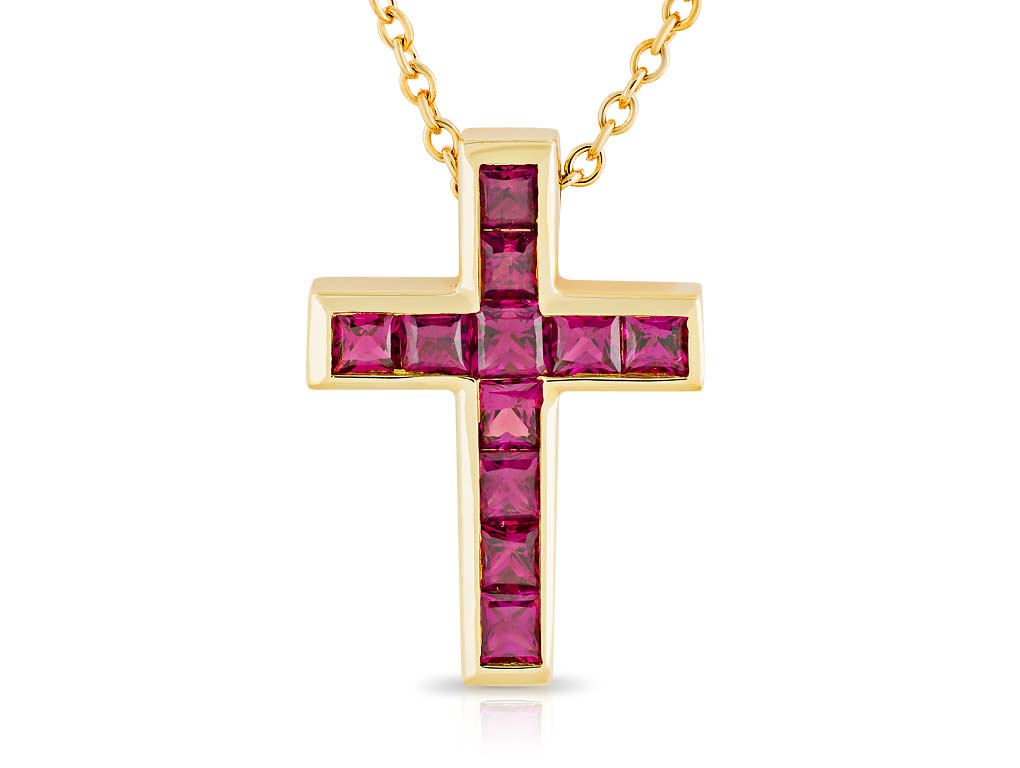 Tiffany & Co Vivid Red Ruby Cross Necklace
