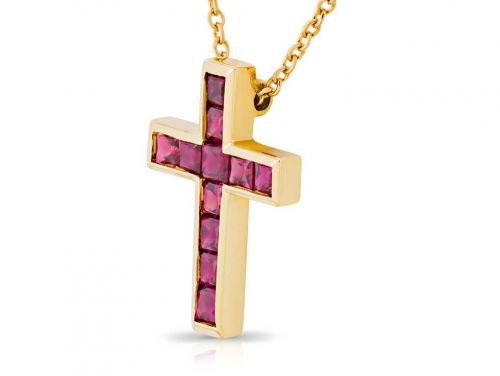 Tiffany & Co Vivid Red Ruby Cross Necklace