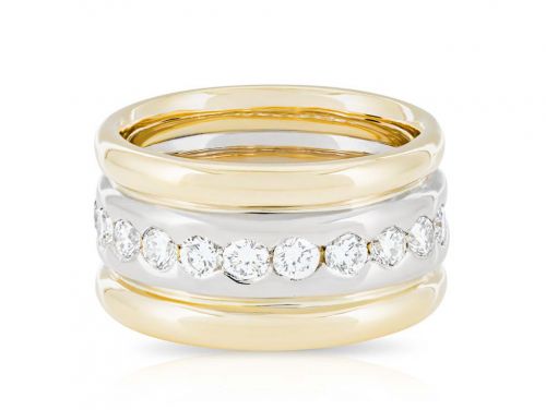 Two Tone 18ct Channel Diamond Wedding Ring