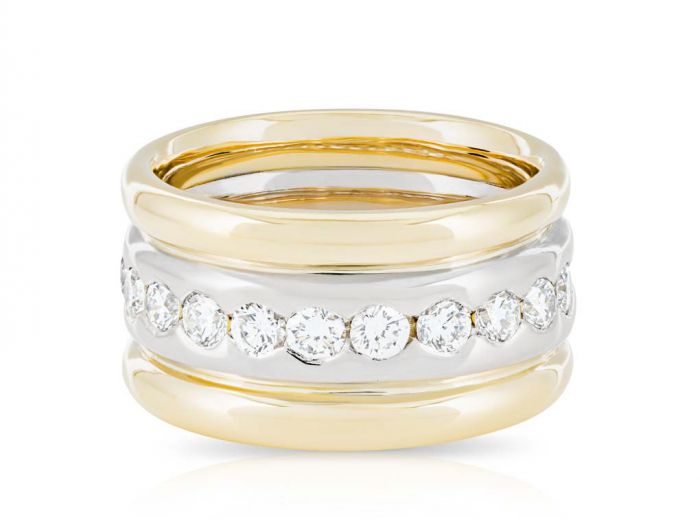 Two Tone 18ct Channel Diamond Wedding Ring