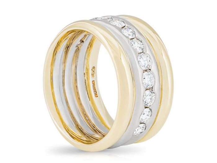 Two Tone 18ct Channel Diamond Wedding Ring - Image 2