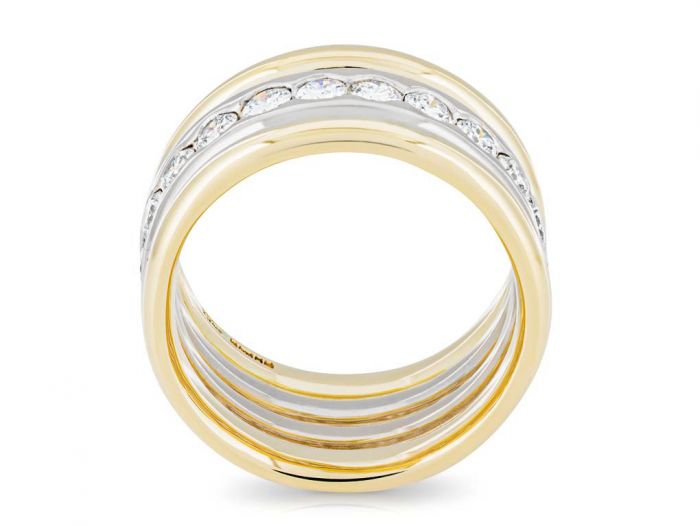 Two Tone 18ct Channel Diamond Wedding Ring