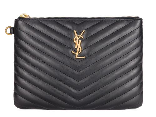 Yves Saint Laurent Black Cassandre Mattelassé Pouch