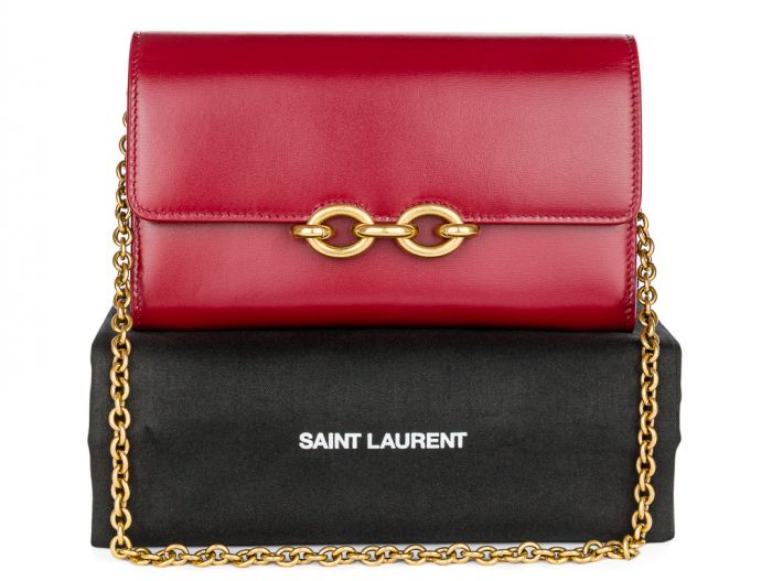 Yves Saint Laurent Red Le Maillon Chain Wallet
