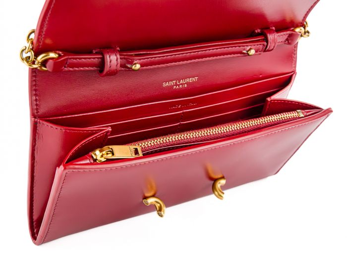 Yves Saint Laurent Red Le Maillon Chain Wallet - Image 4