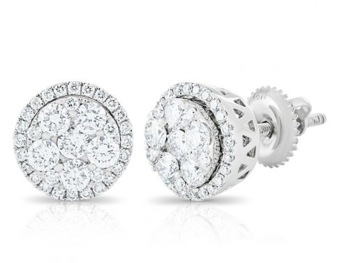 0.97ct Diamond Cluster Earrings