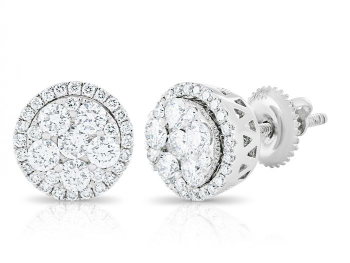 0.97ct Diamond Cluster Earrings