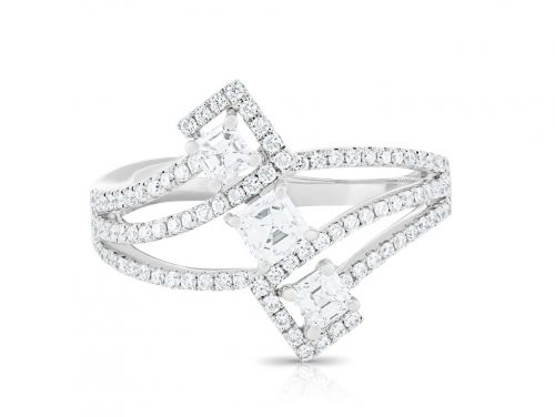 18ct White Gold Diamond Crossover Ring
