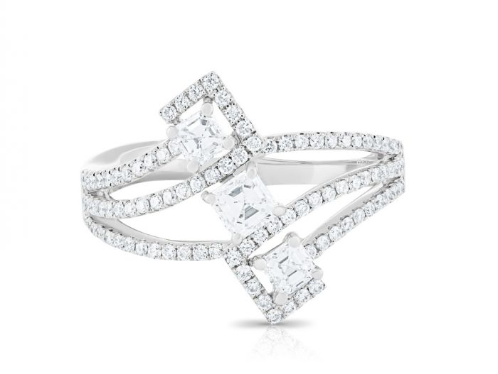 18ct White Gold Diamond Crossover Ring