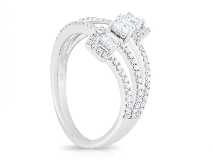 18ct White Gold Diamond Crossover Ring - Image 2