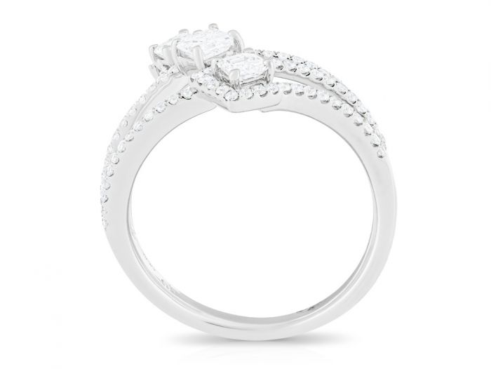18ct White Gold Diamond Crossover Ring - Image 3