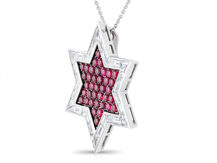 Ruby and Diamond Star Pendant on Chain - Image 2