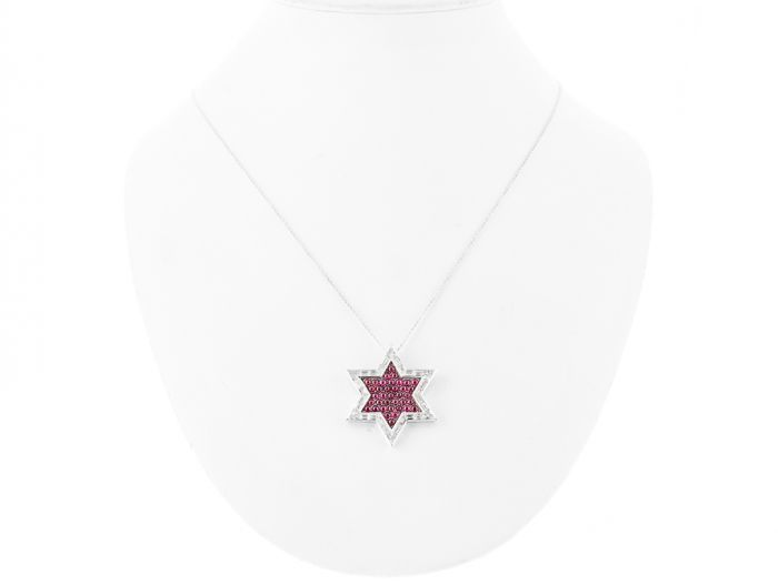 Ruby and Diamond Star Pendant on Chain - Image 3