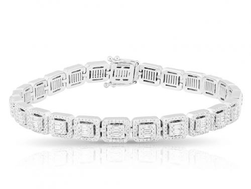 3.30ct Round Brilliant and Baguette Cut Diamond Bracelet (1)