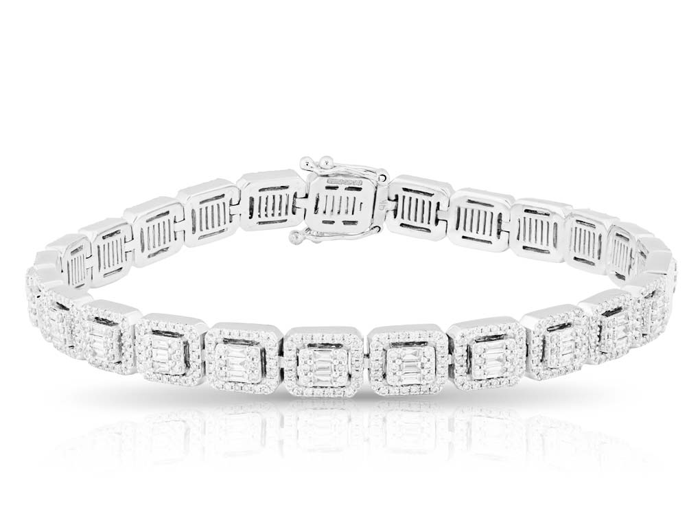 3.30ct Round Brilliant and Baguette Cut Diamond Bracelet (1)