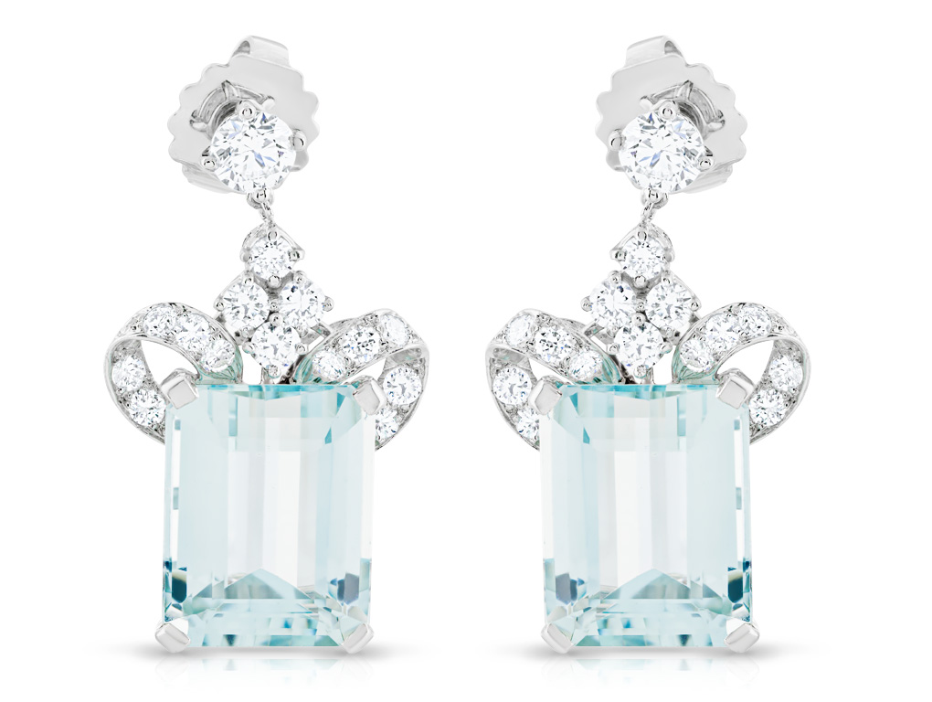 Aquamarine and Diamond Earrings